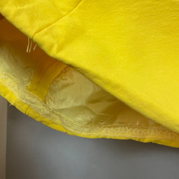 Vintage 1960s Dress Handmade Floral Train Yellow Crepe Empire Waist Bow Back - Picture 8 of 10